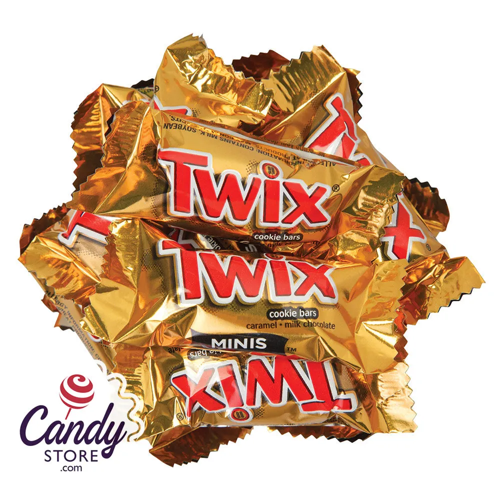 A bag of Twix Minis in gold wrappers